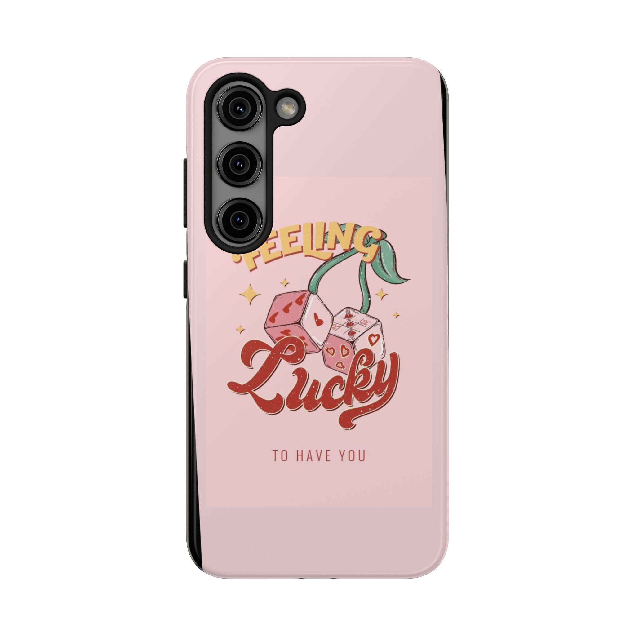 Feeling Lucky Phone Case — Pink Retro Dice Cherry Design