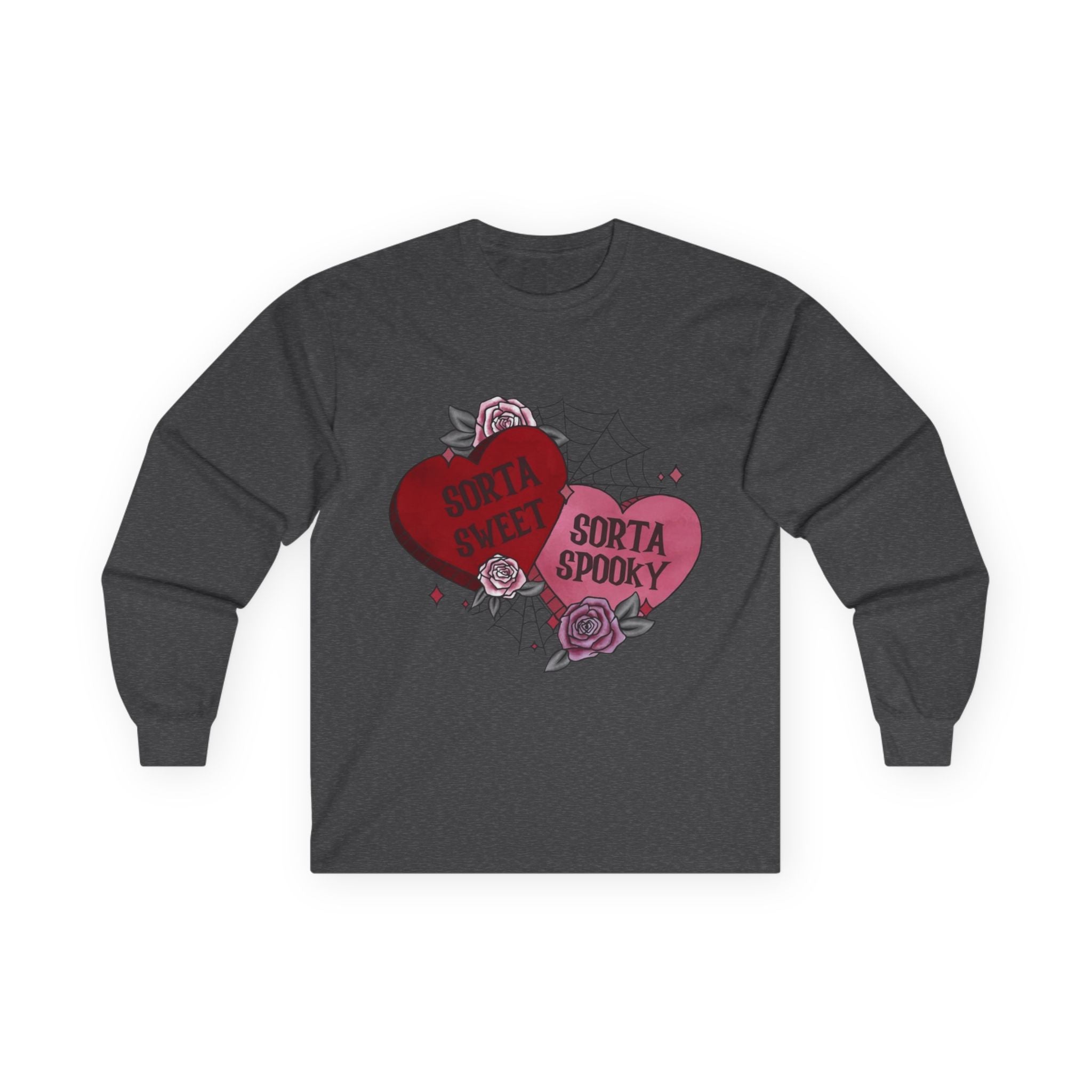 Sorta Spooky Heart Long Sleeve Tee — Goth Valentine Graphic Shirt