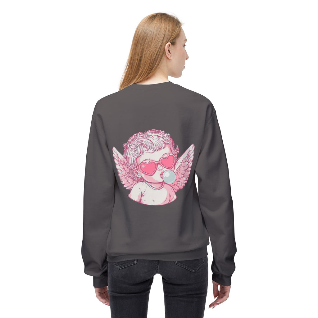 Cupid Valentine's Sweatshirt — Retro Pink Cherub with Heart Sunglasses Crewneck