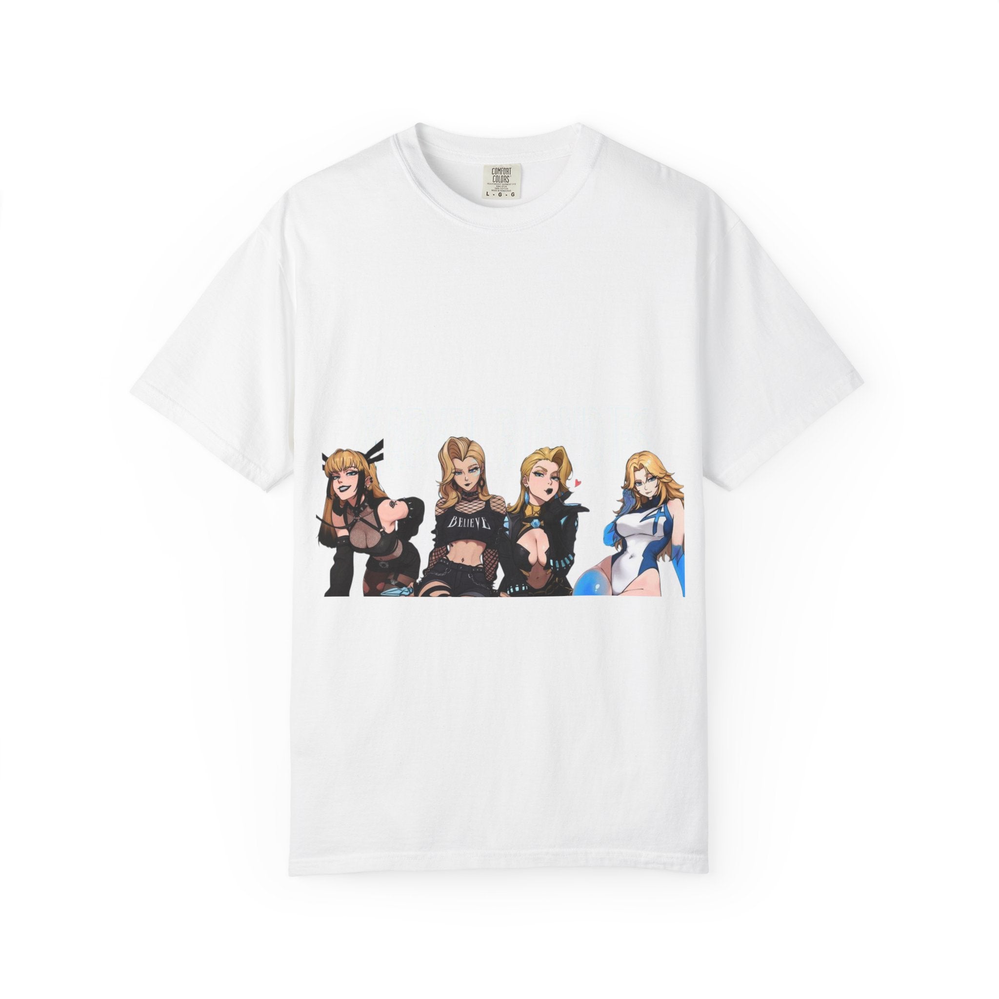marvel Waifu Squad Graphic T‑Shirt — Four Female Characters Front Print