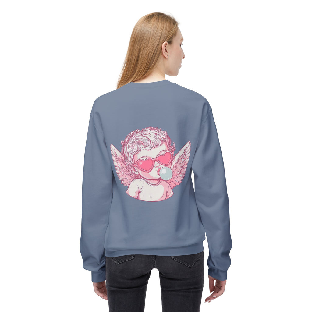 Cupid Valentine's Sweatshirt — Retro Pink Cherub with Heart Sunglasses Crewneck