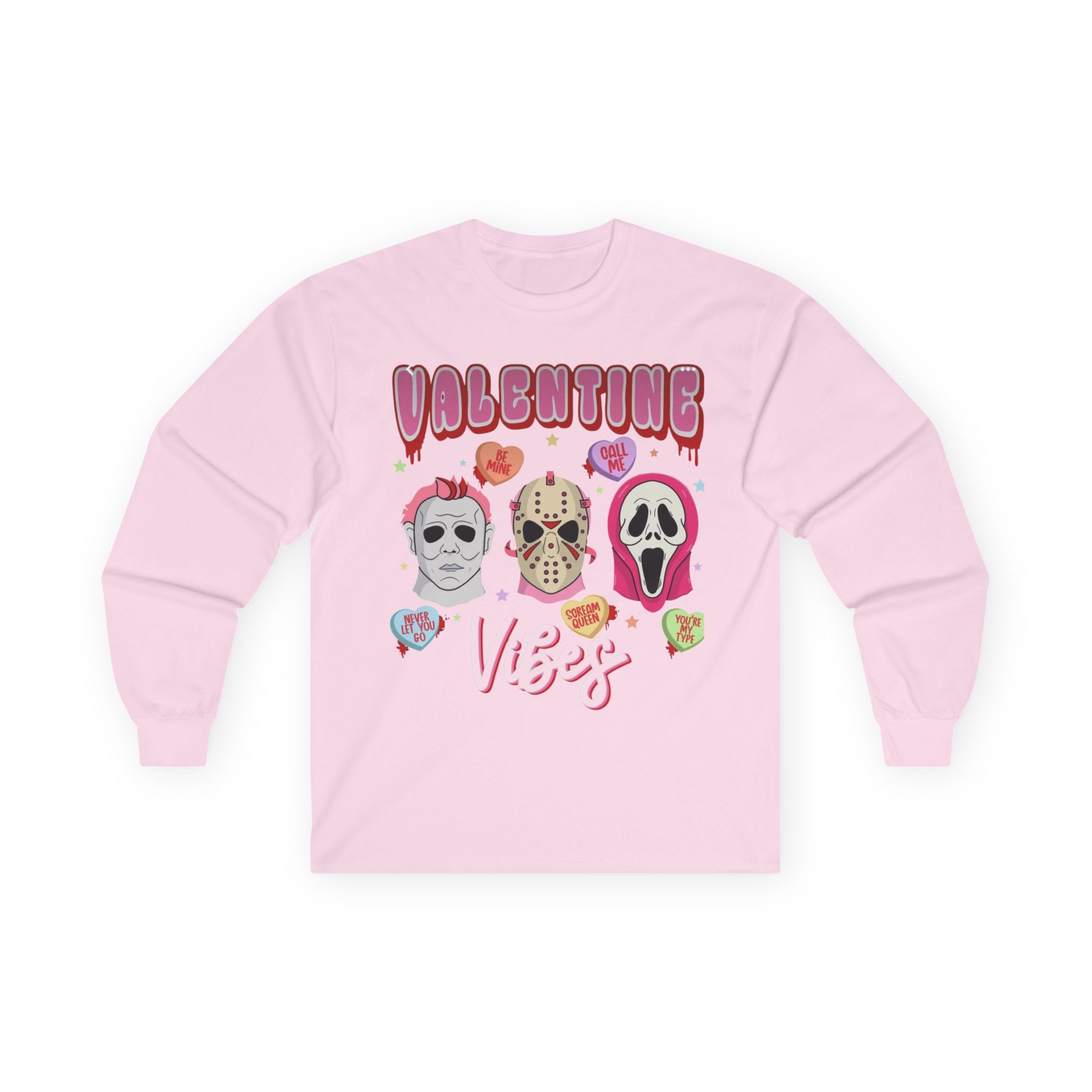 Valentine Vibes Horror Masks Long Sleeve Tee