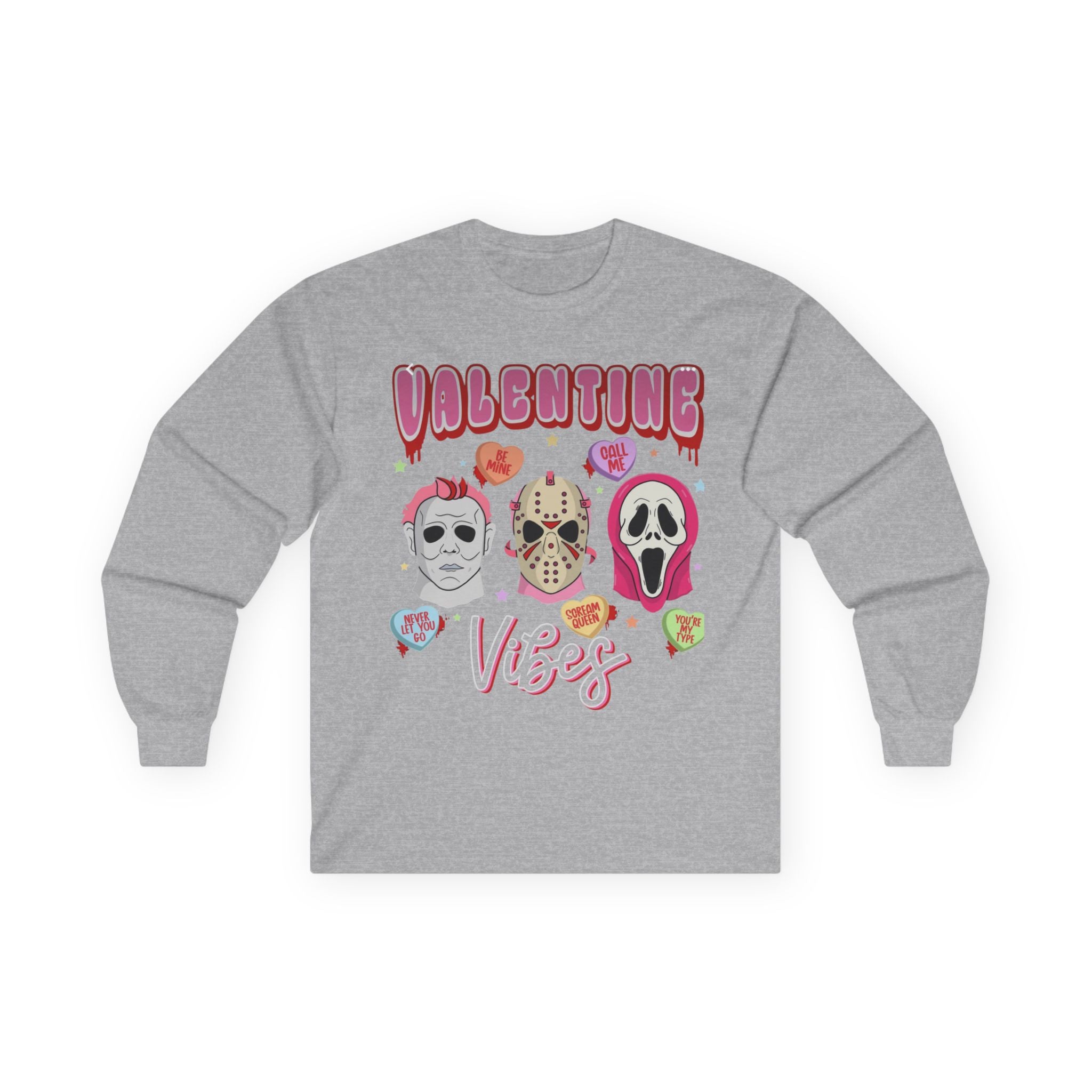 Valentine Vibes Horror Masks Long Sleeve Tee