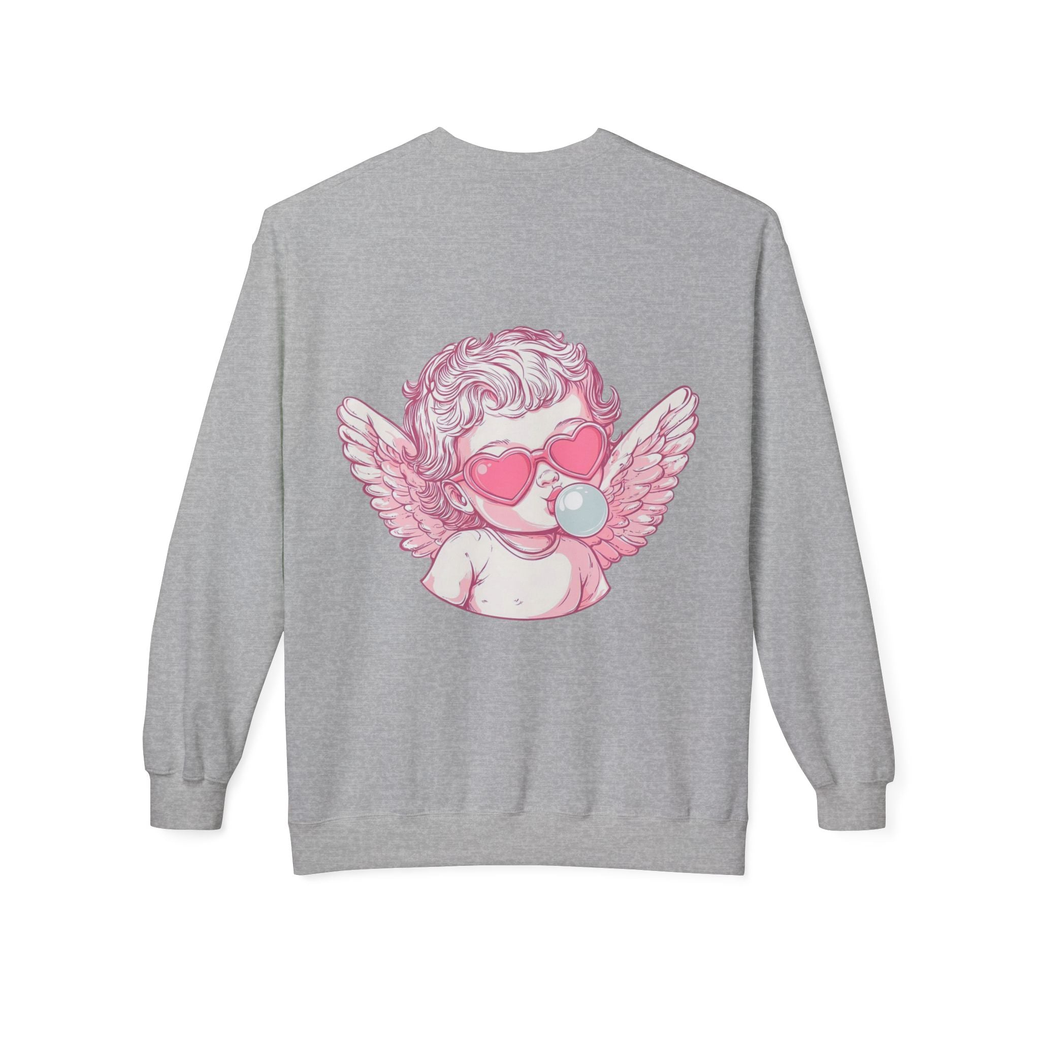 Cupid Valentine's Sweatshirt — Retro Pink Cherub with Heart Sunglasses Crewneck