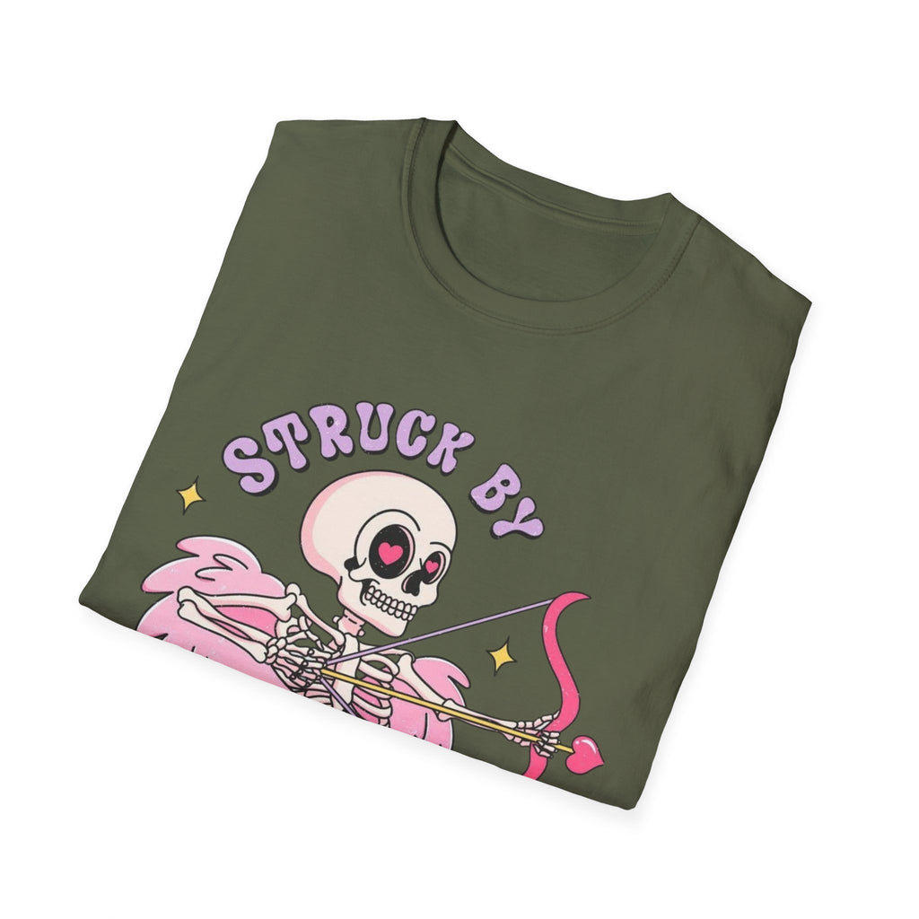 Cupid Skeleton T-Shirt — "Struck by Cupid" Cute Gothic Valentine Tee