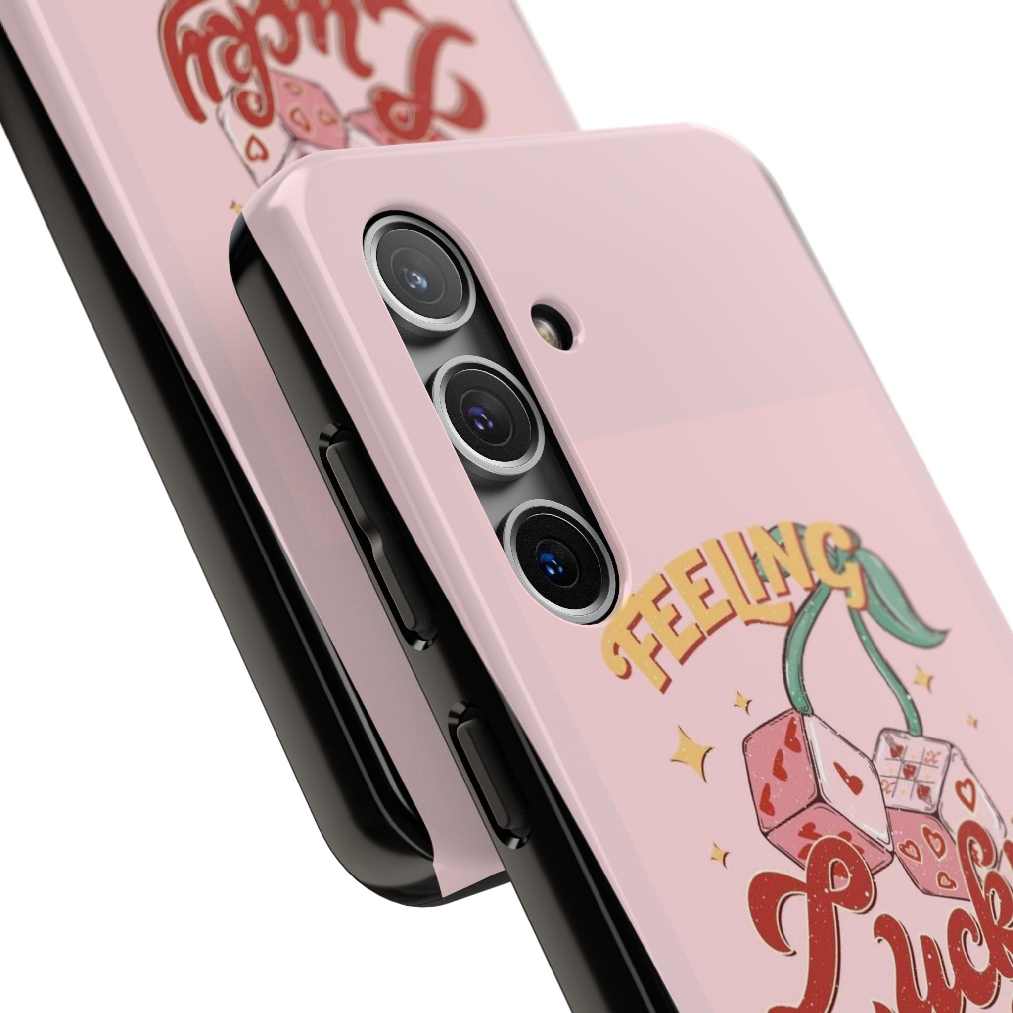 Feeling Lucky Phone Case — Pink Retro Dice Cherry Design