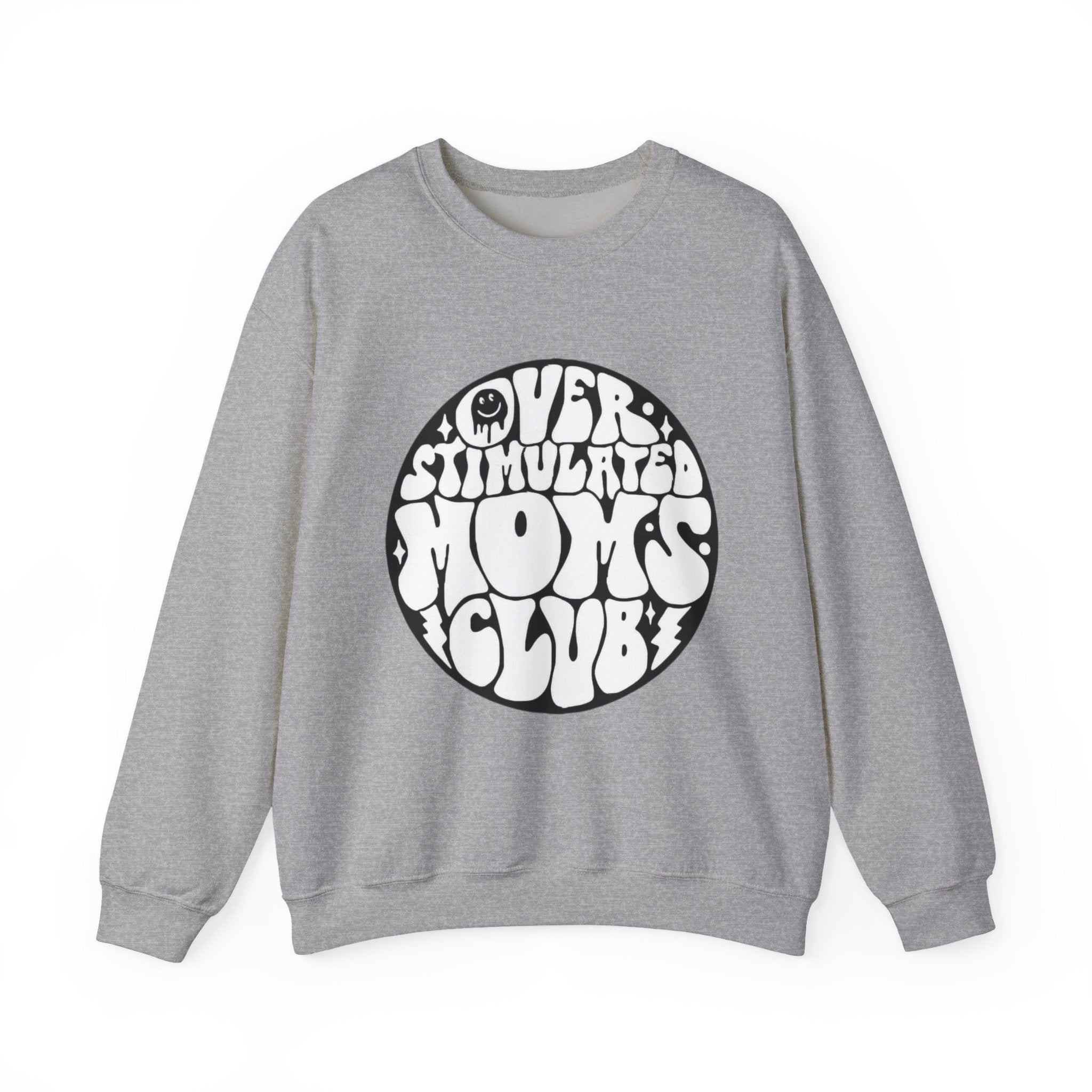 Retro 'Overstimulated Moms Club' Sweatshirt – Vintage Psychedelic Graphic Crewneck