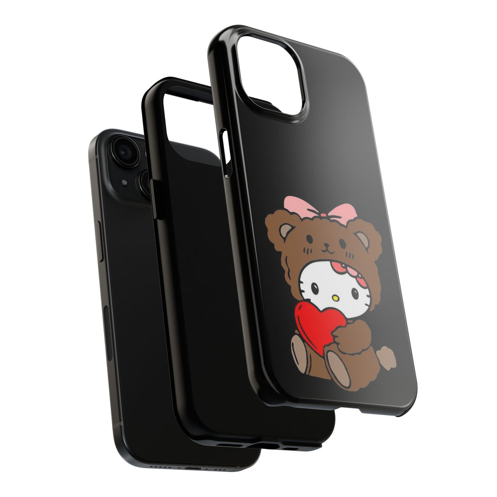 Cute Hello Kitty Bear Heart Tough Phone Case — Protective Cute Cartoon iPhone Cover