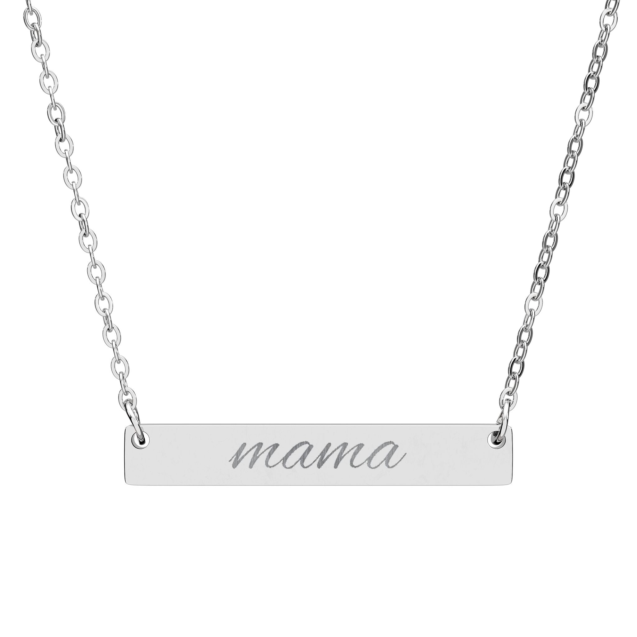 Mama Engraved Bar Necklace — Personalized Horizontal Name Pendant