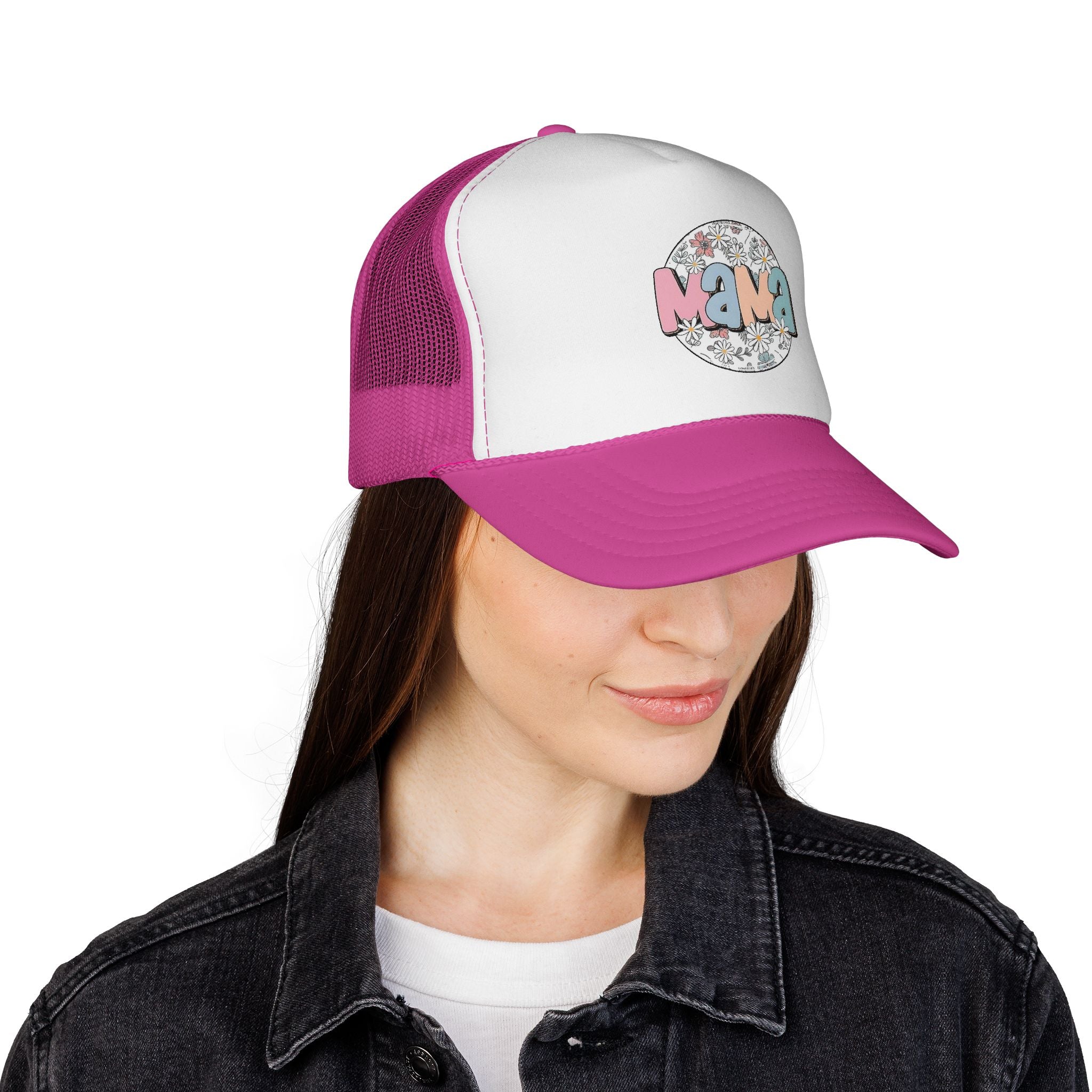 Mama Floral Trucker Hat — Retro Pastel Mom Cap