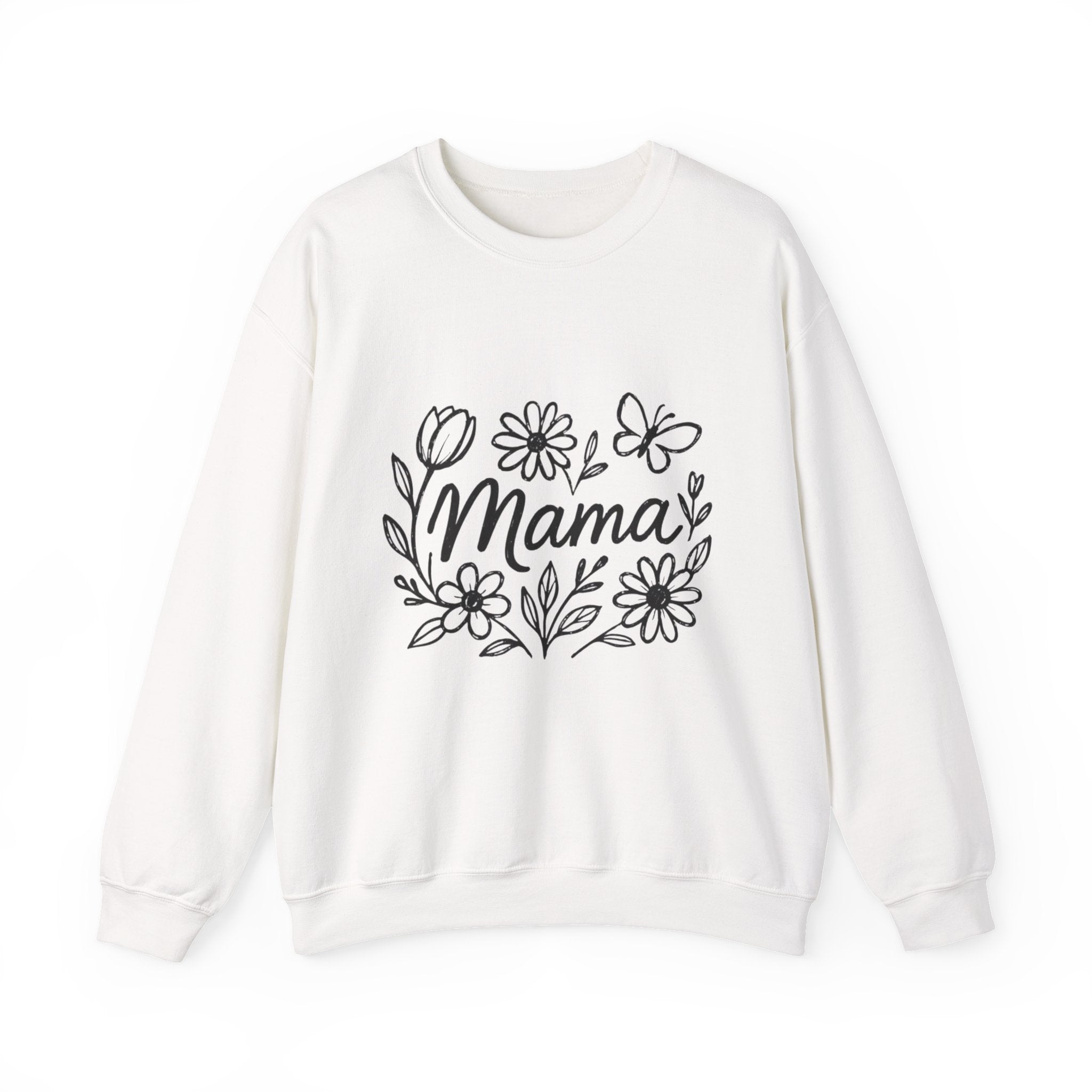 Mama Floral Crewneck Sweatshirt – Hand-Drawn Flowers