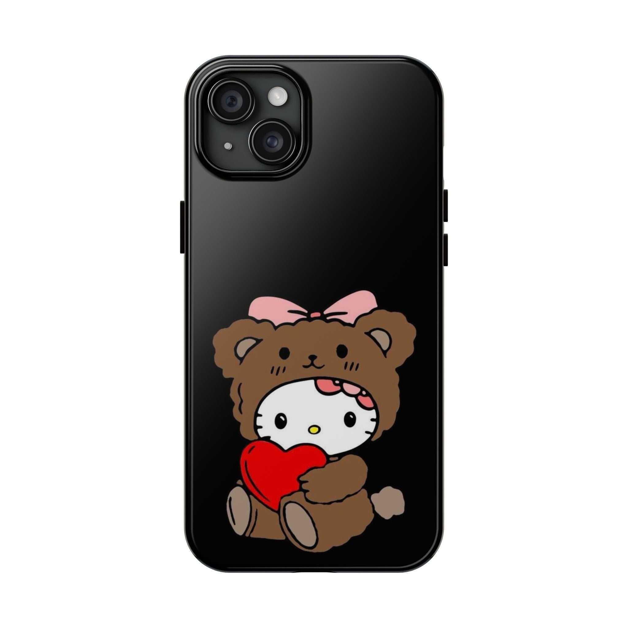 Cute Hello Kitty Bear Heart Tough Phone Case — Protective Cute Cartoon iPhone Cover
