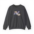 Crewneck Sweatshirt — Purple Bat & Moon Floral Graphic (Halloween Cozy)