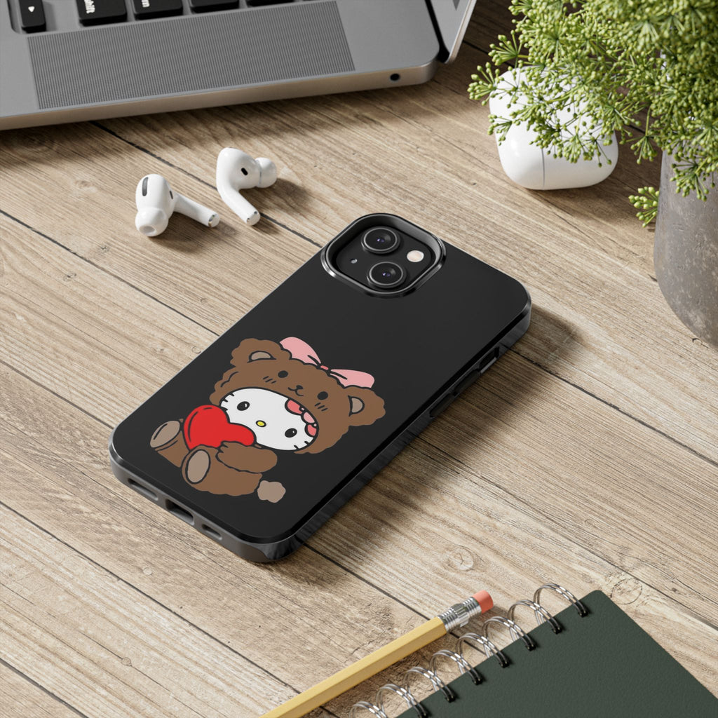 Cute Hello Kitty Bear Heart Tough Phone Case — Protective Cute Cartoon iPhone Cover