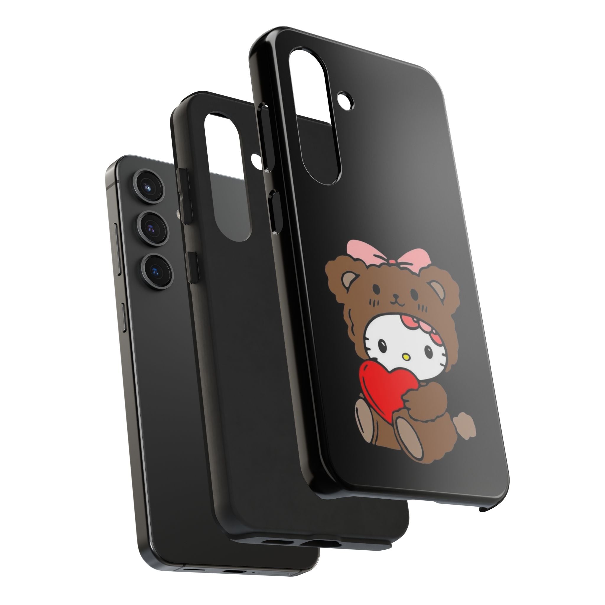 Cute Hello Kitty Bear Heart Tough Phone Case — Protective Cute Cartoon iPhone Cover