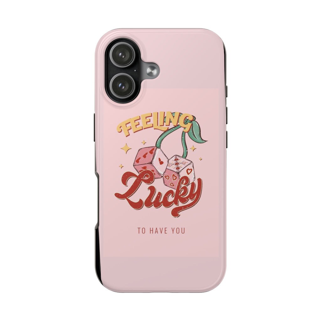Feeling Lucky Phone Case — Pink Retro Dice Cherry Design