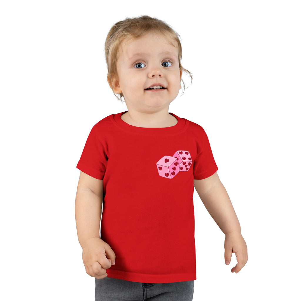 Toddler T-shirt - Pink Cupid Cherub Graphic Tee with Heart Dice (Valentine’s Day Kids Shirt)