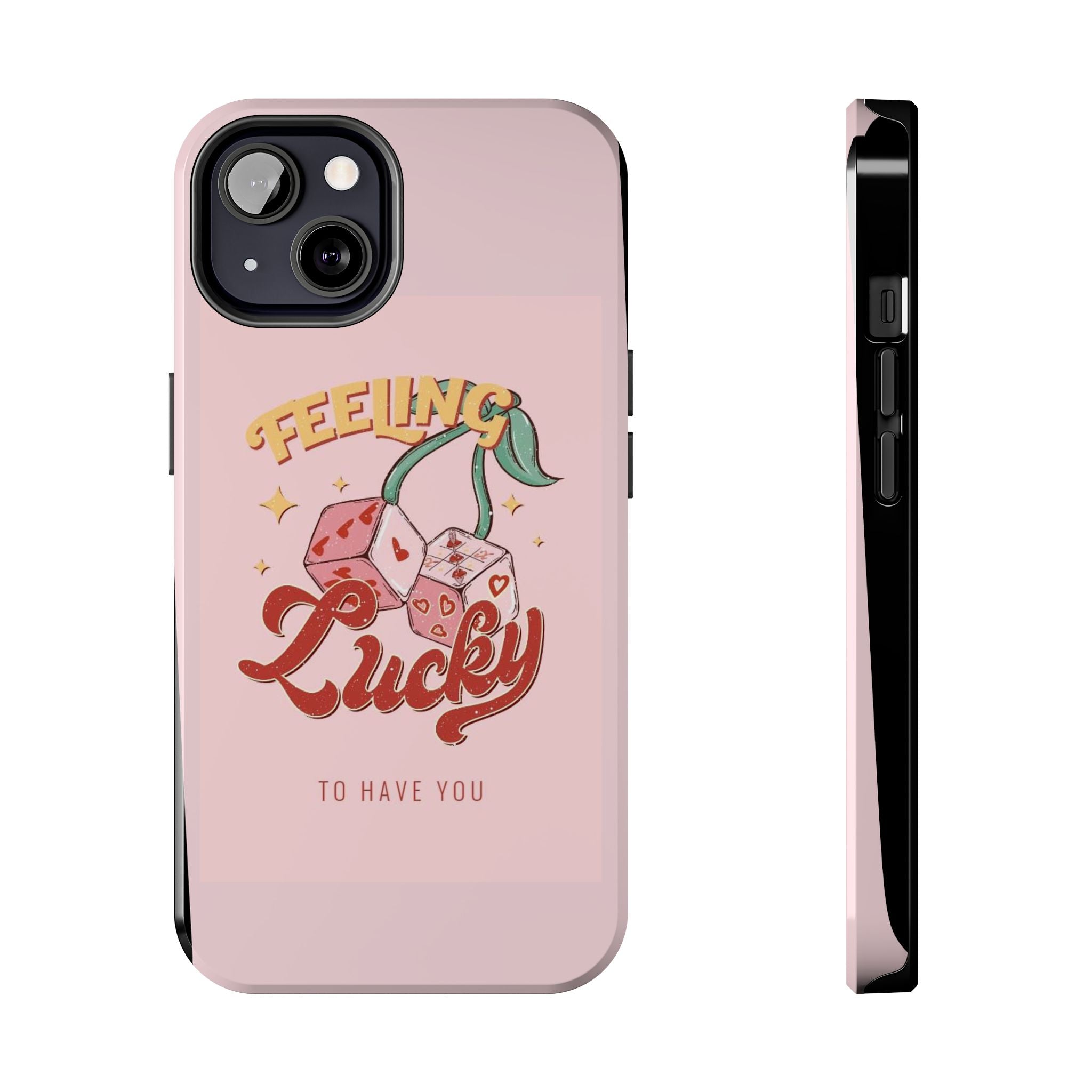 Feeling Lucky Phone Case — Pink Retro Dice Cherry Design