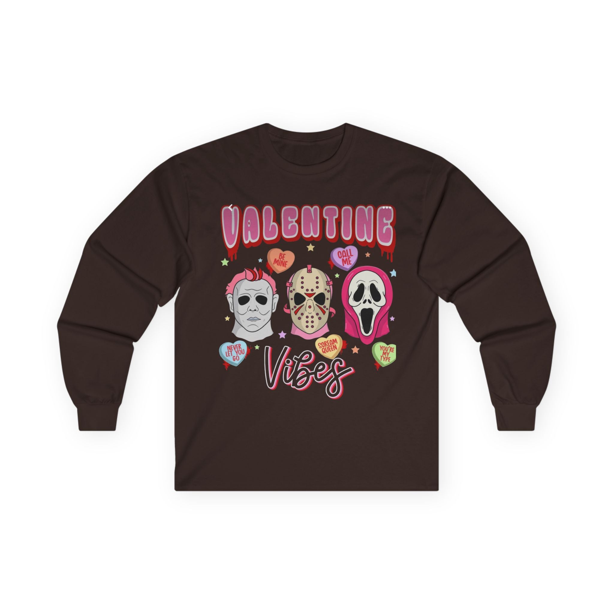 Valentine Vibes Horror Masks Long Sleeve Tee