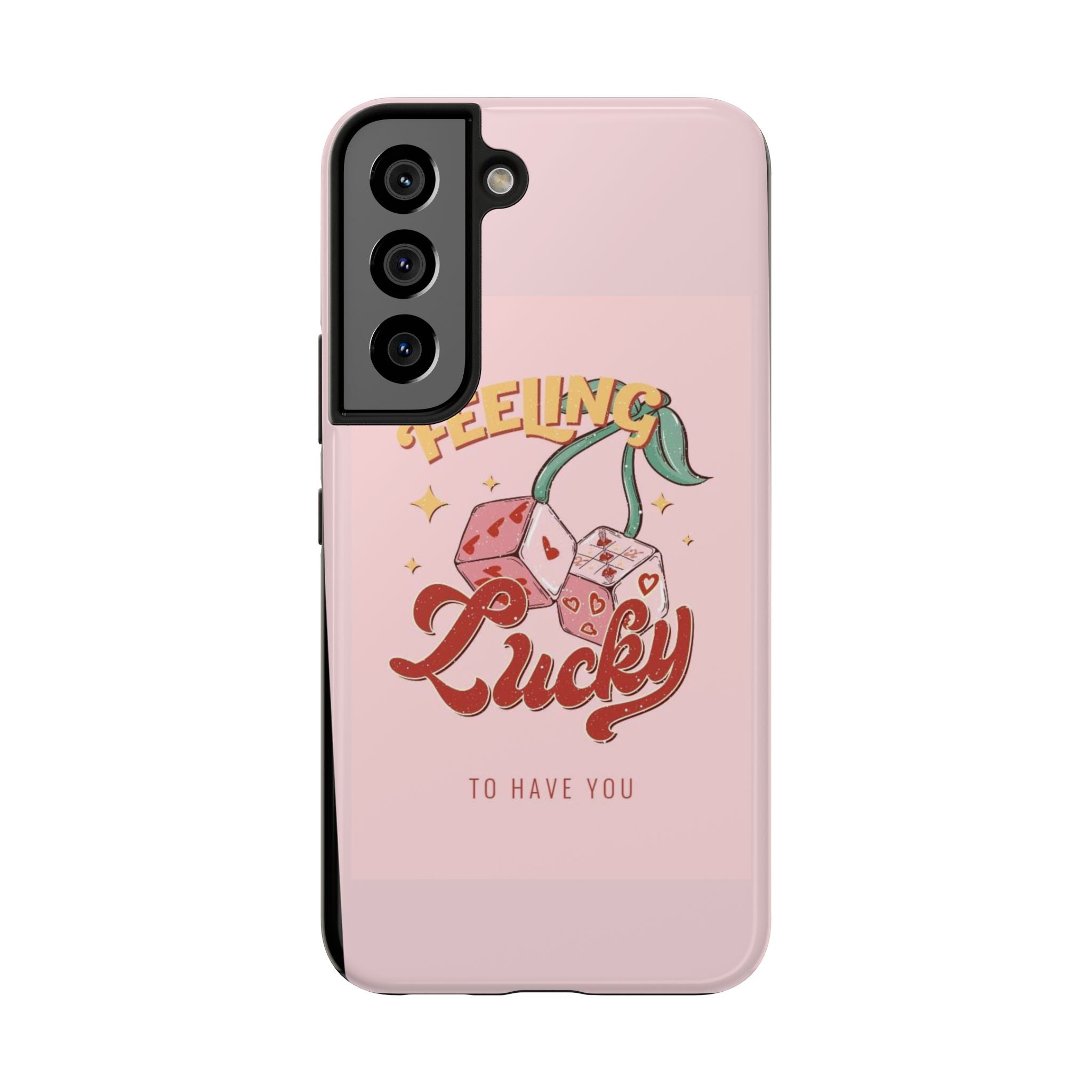 Feeling Lucky Phone Case — Pink Retro Dice Cherry Design