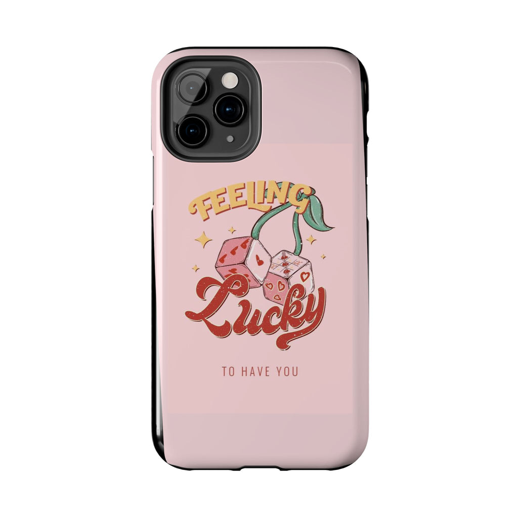 Feeling Lucky Phone Case — Pink Retro Dice Cherry Design