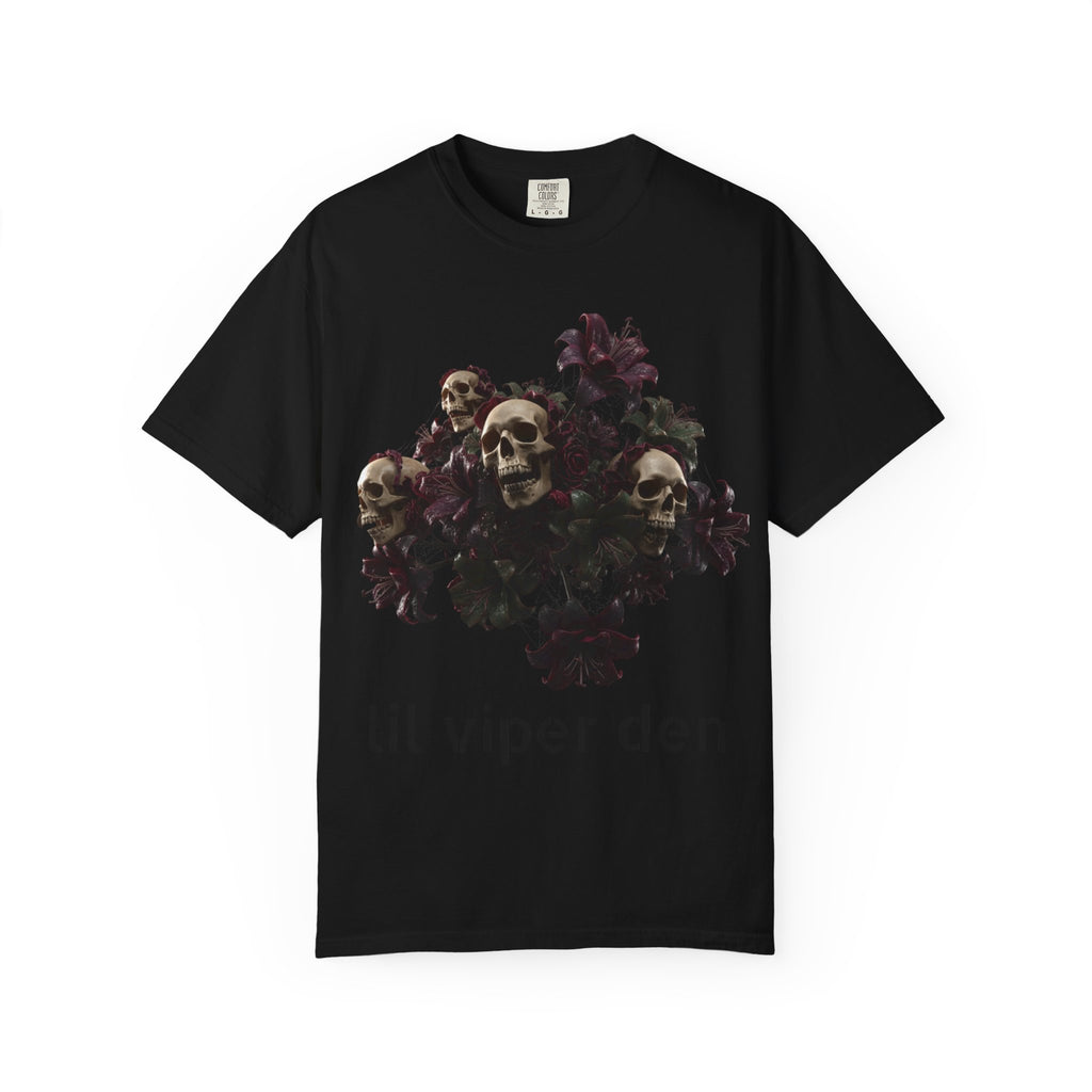 Lil Viper Den Skull Floral Tee — Gothic Graphic T-Shirt