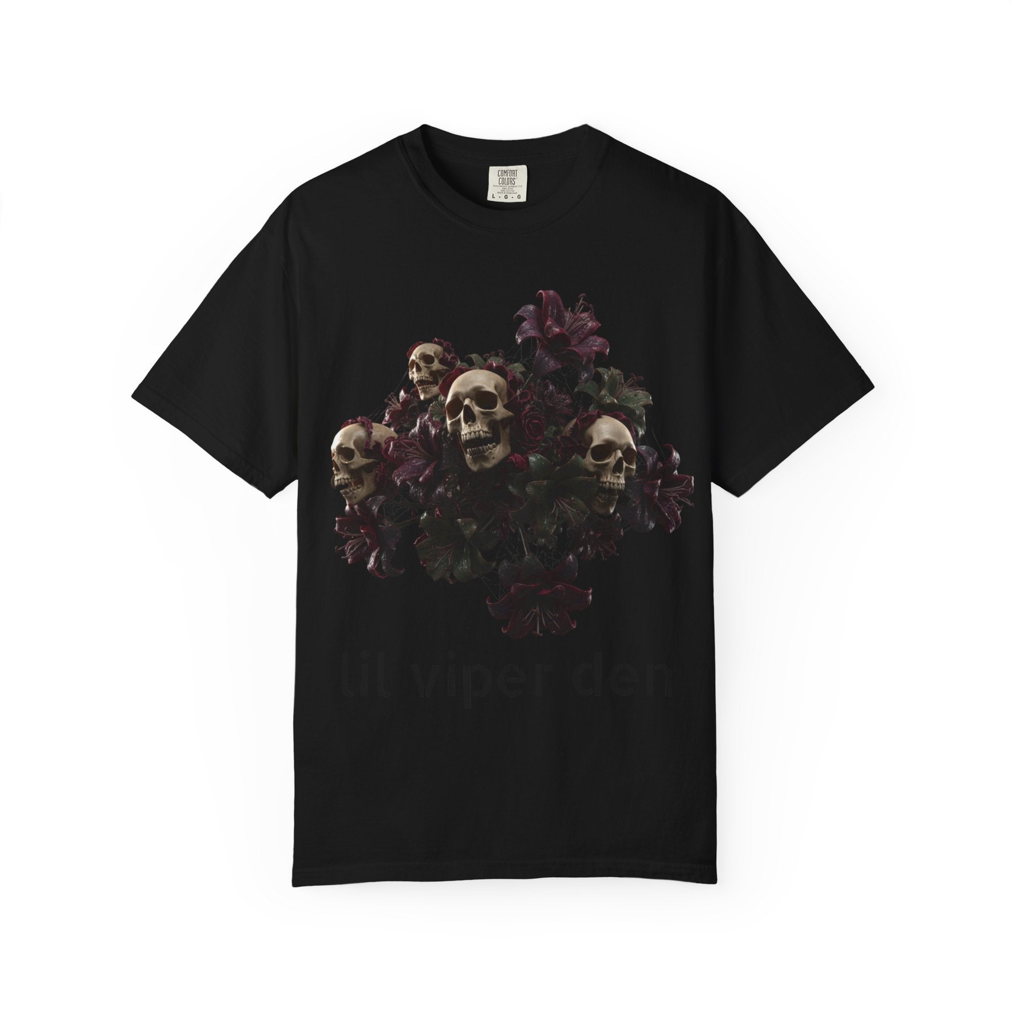 Lil Viper Den Skull Floral Tee — Gothic Graphic T-Shirt