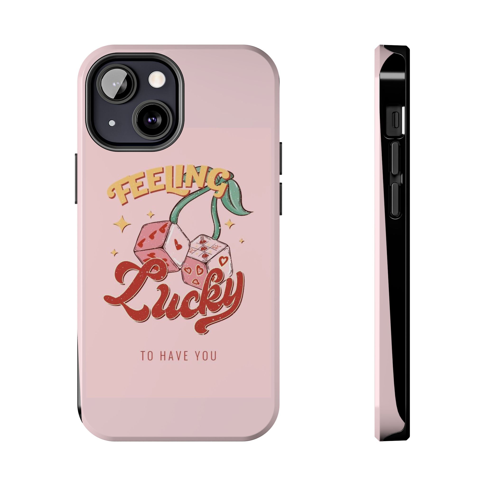 Feeling Lucky Phone Case — Pink Retro Dice Cherry Design