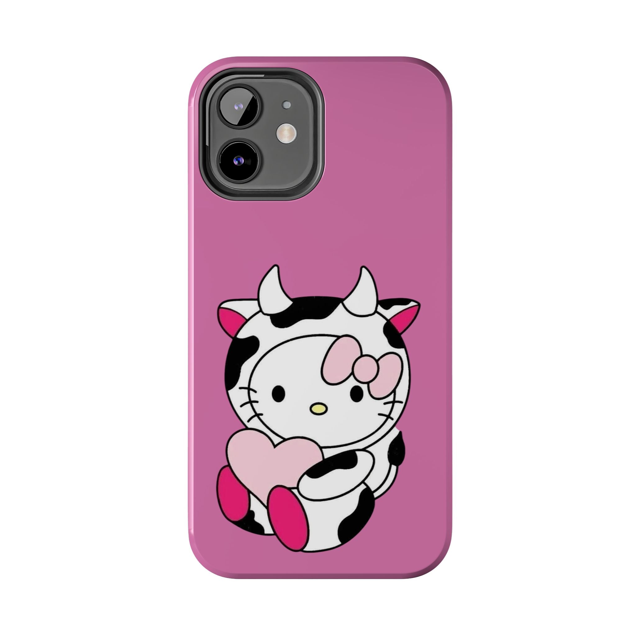 Hello Kitty Cow Cute Tough Phone Case – Pink Heart Protective Cover