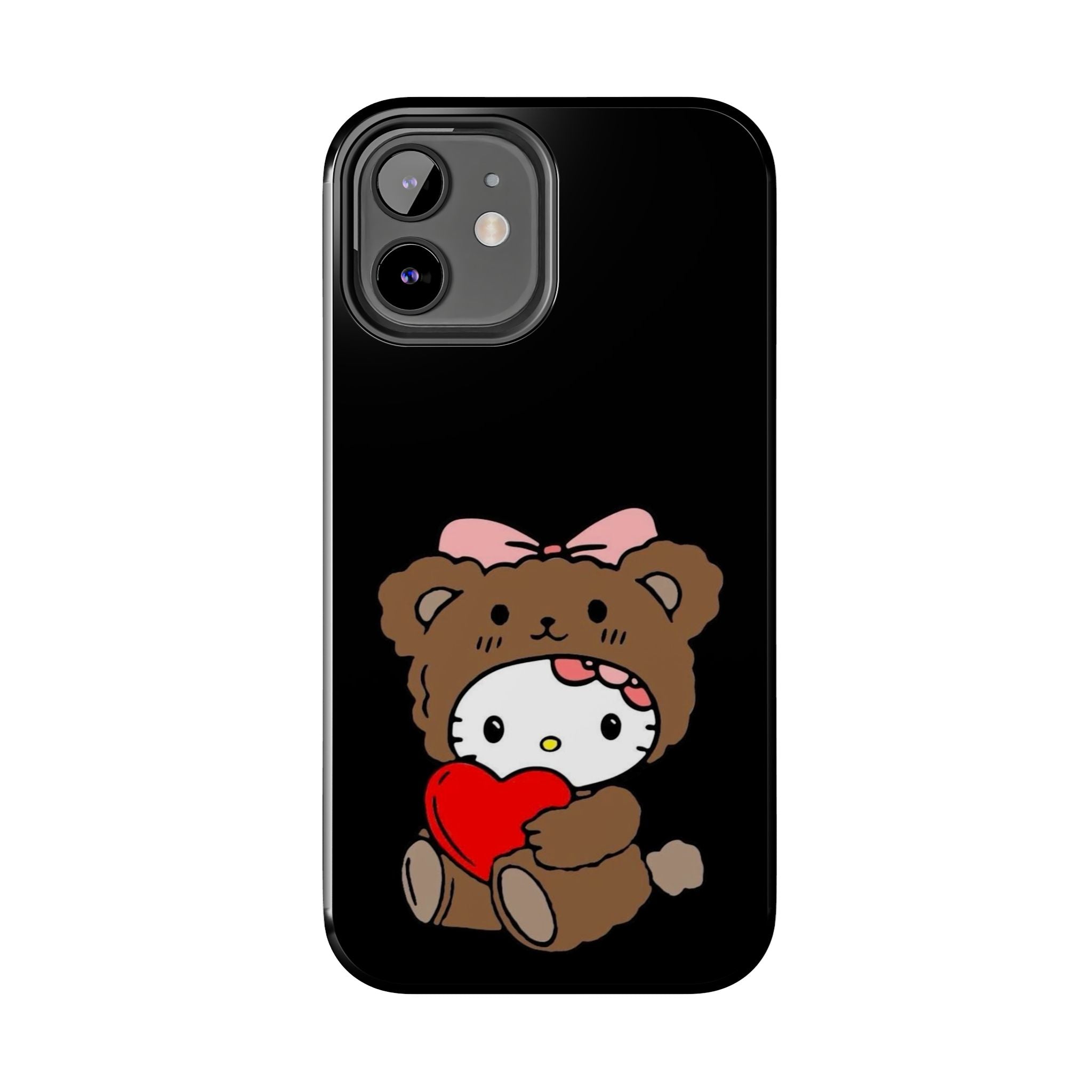 Cute Hello Kitty Bear Heart Tough Phone Case — Protective Cute Cartoon iPhone Cover