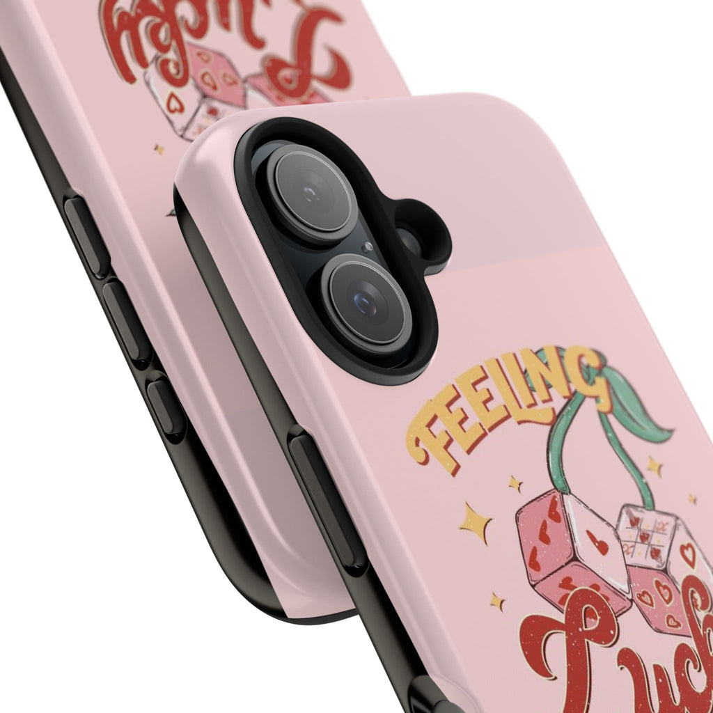 Feeling Lucky Phone Case — Pink Retro Dice Cherry Design
