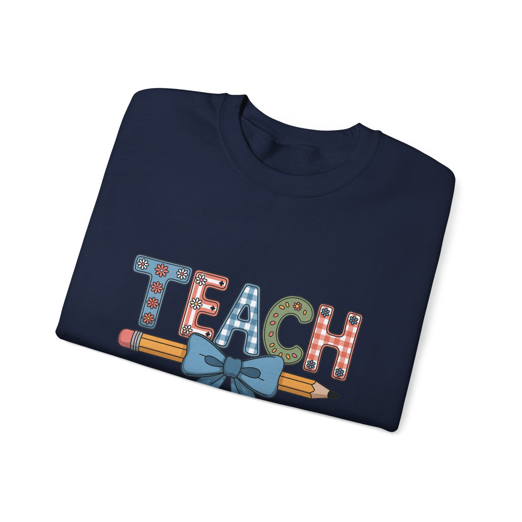 Teacher Crewneck Sweatshirt – "TEACH" Pencil & Bow Design