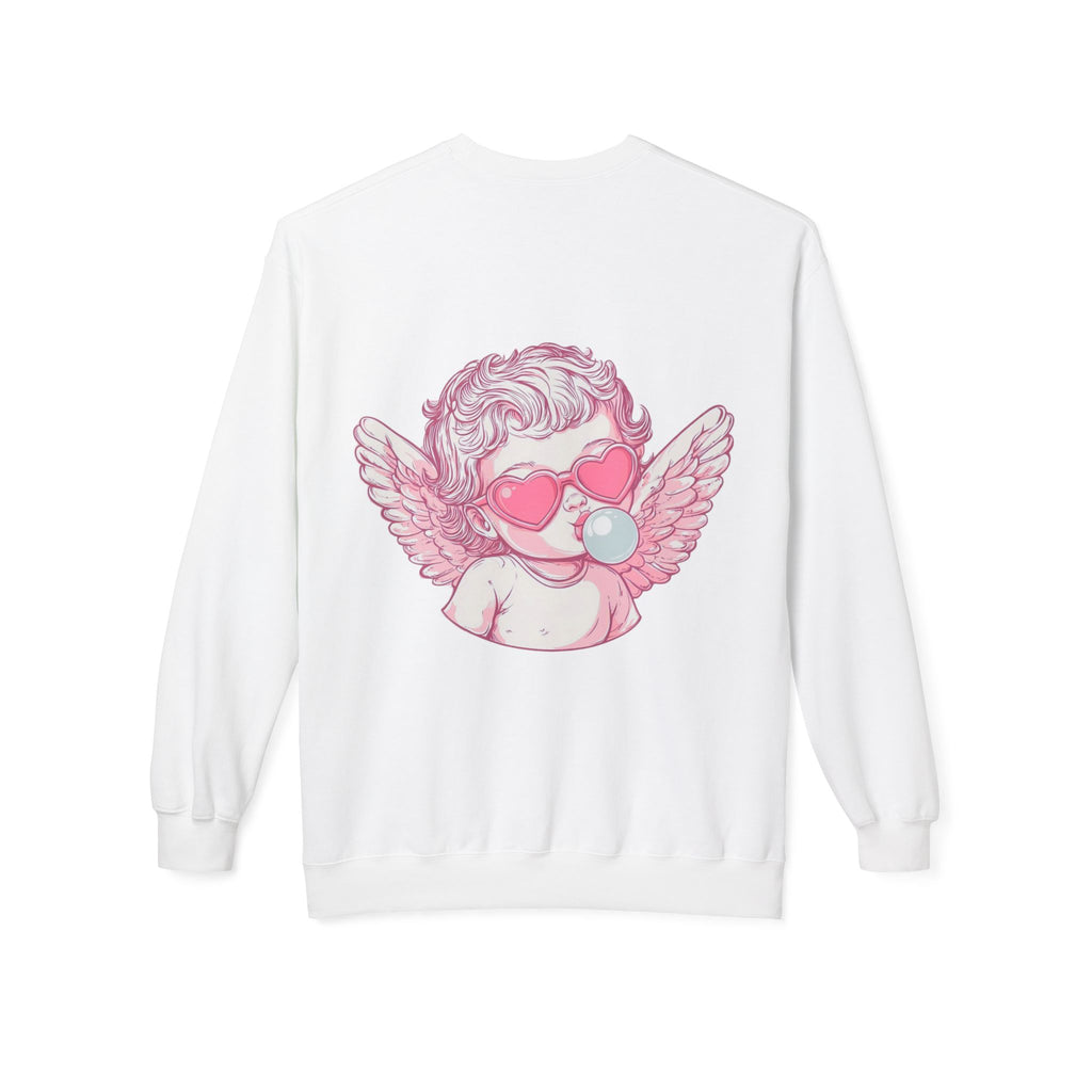 Cupid Valentine's Sweatshirt — Retro Pink Cherub with Heart Sunglasses Crewneck