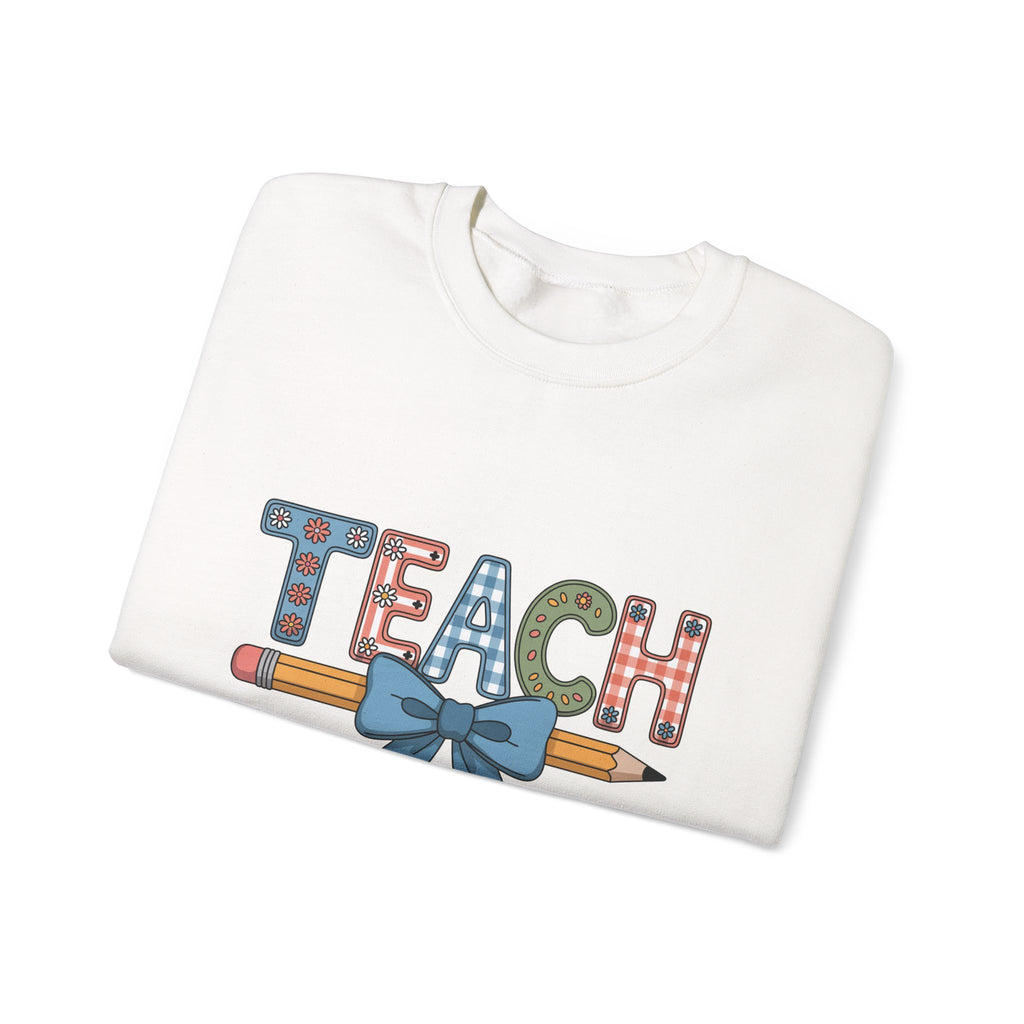 Teacher Crewneck Sweatshirt – "TEACH" Pencil & Bow Design