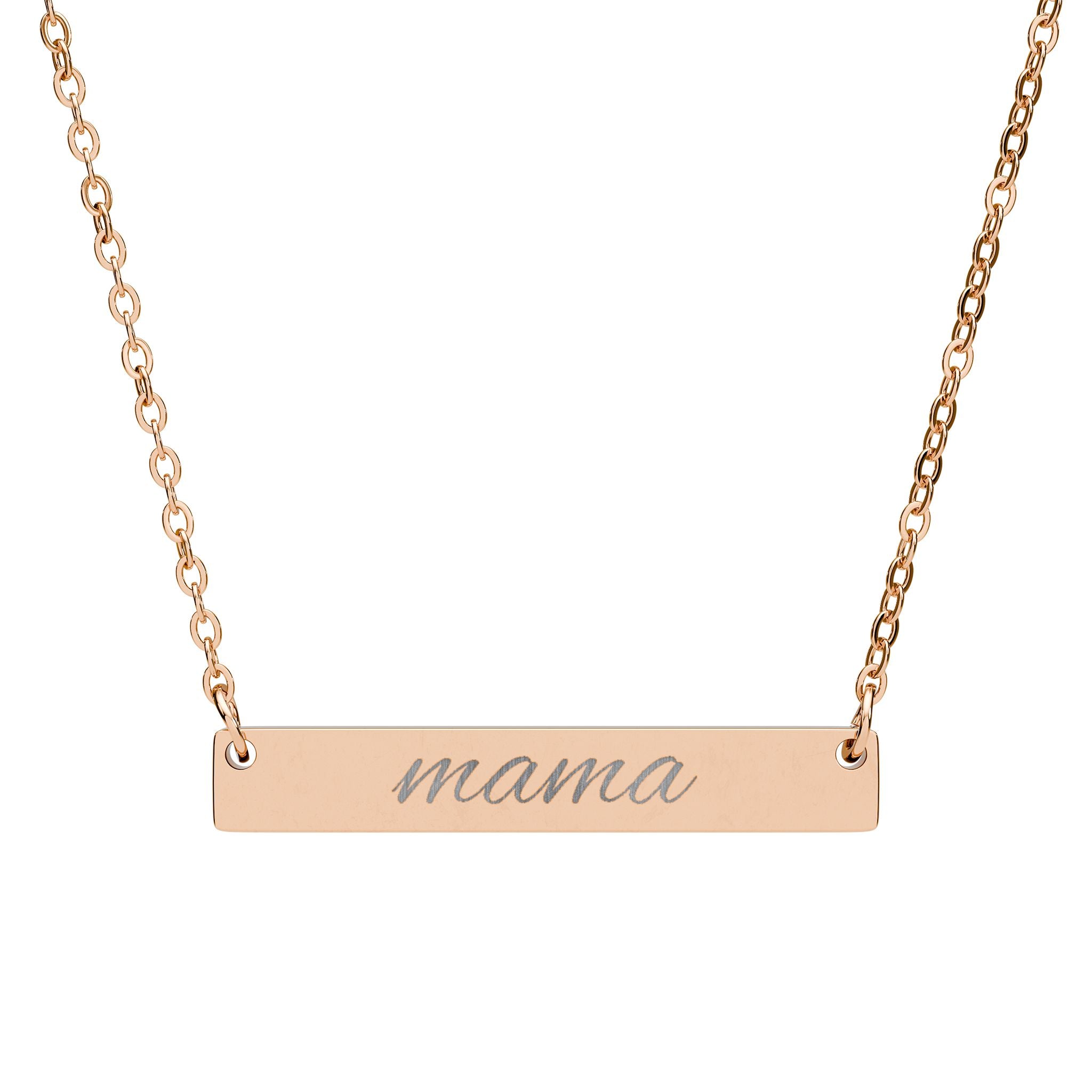 Mama Engraved Bar Necklace — Personalized Horizontal Name Pendant