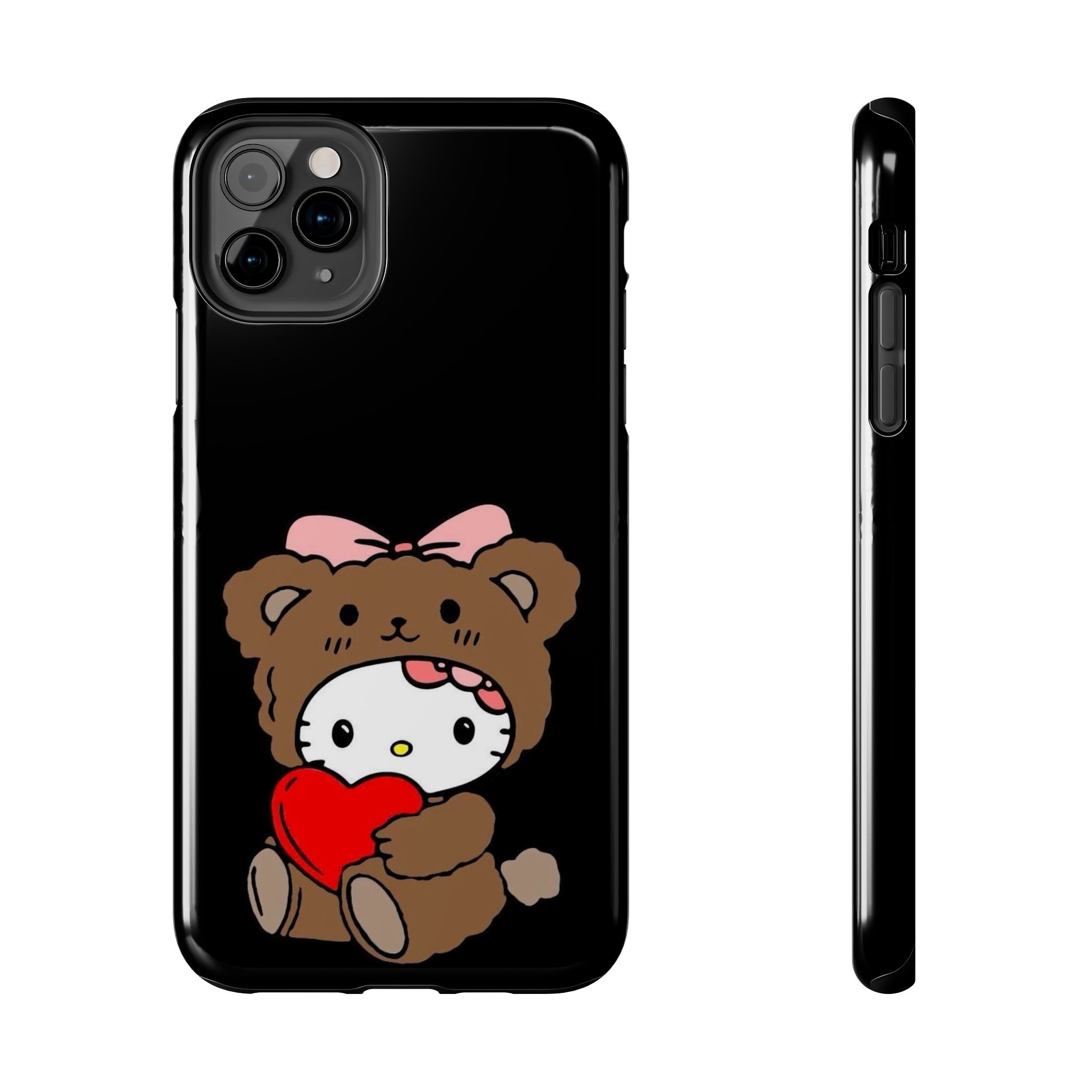 Cute Hello Kitty Bear Heart Tough Phone Case — Protective Cute Cartoon iPhone Cover