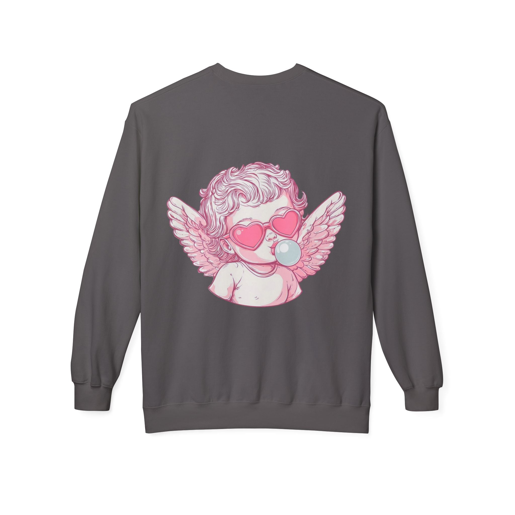 Cupid Valentine's Sweatshirt — Retro Pink Cherub with Heart Sunglasses Crewneck
