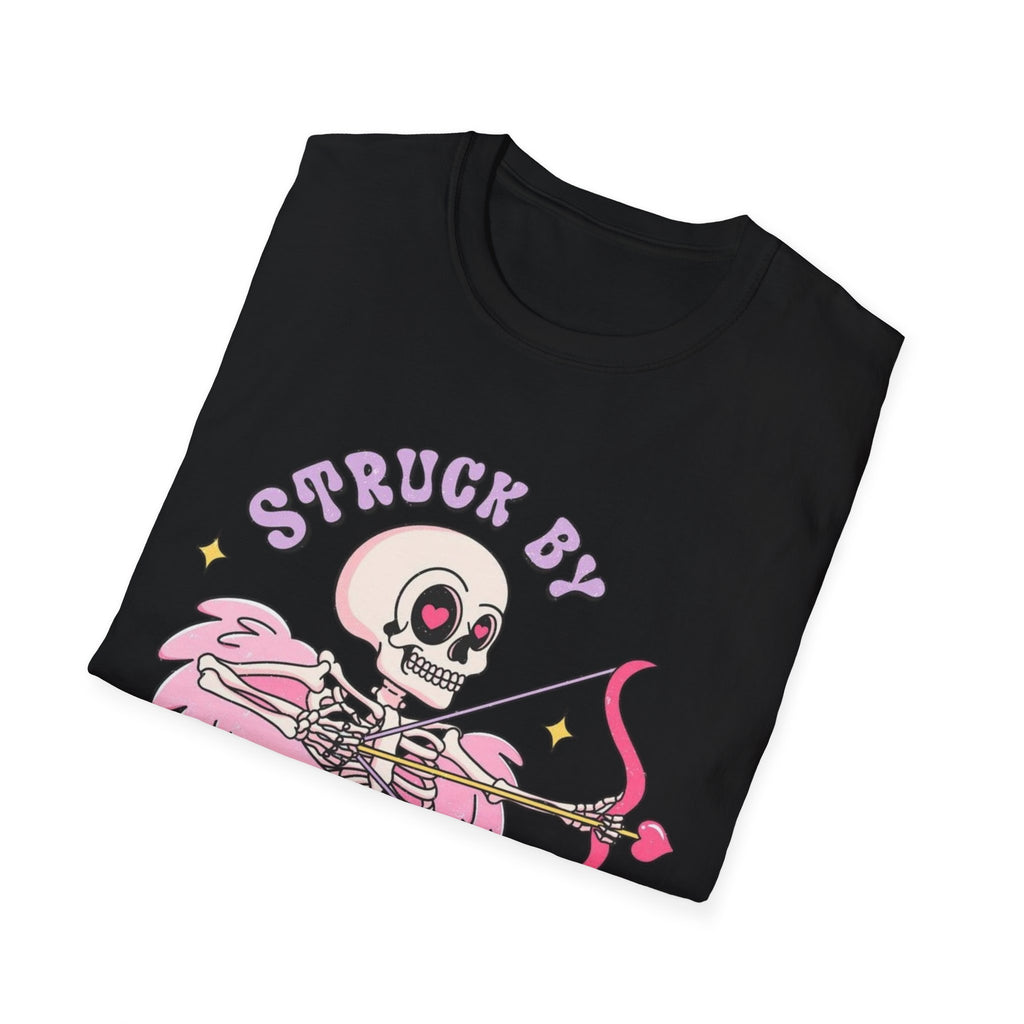 Cupid Skeleton T-Shirt — "Struck by Cupid" Cute Gothic Valentine Tee