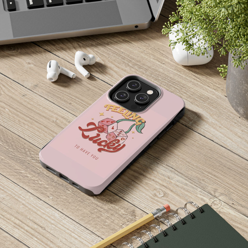 Feeling Lucky Phone Case — Pink Retro Dice Cherry Design