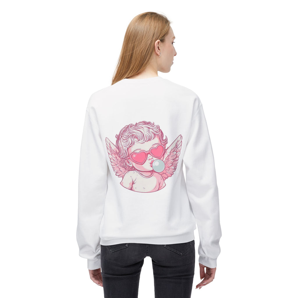 Cupid Valentine's Sweatshirt — Retro Pink Cherub with Heart Sunglasses Crewneck