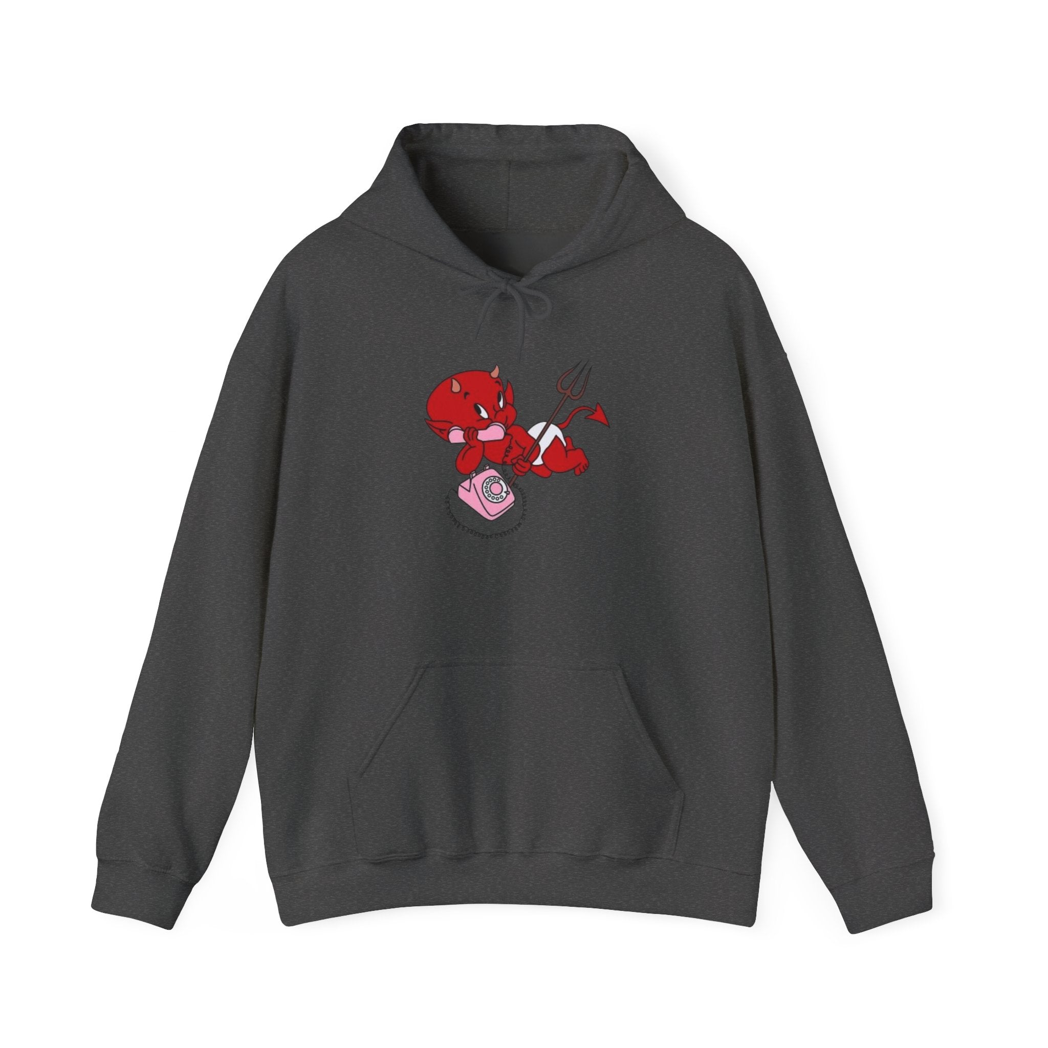 Devil Cupid Hoodie – Playful Valentine Demon Holding Heart Bag Graphic Hoodie