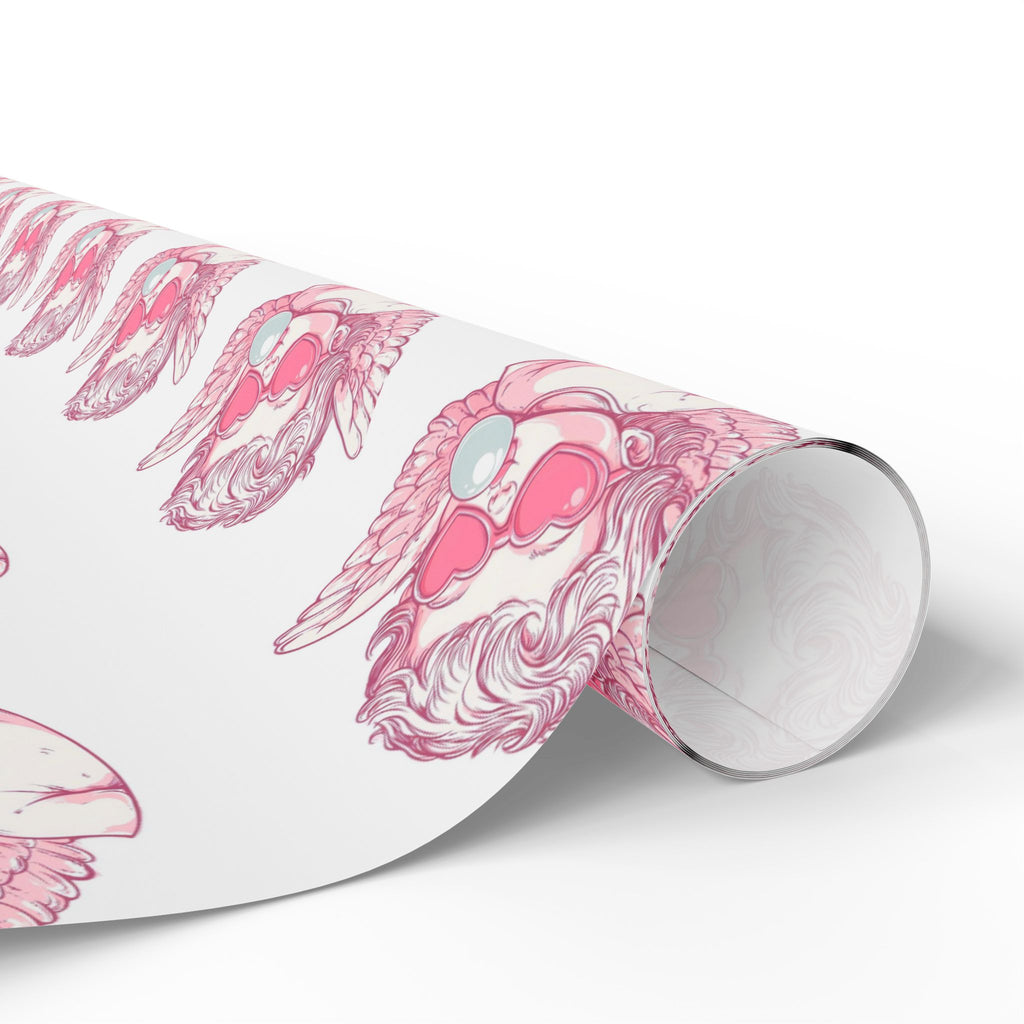 Valentines Wrapping Paper — Pink Skull & Wings Pattern Gift Wrap (Edgy Floral Gothic)