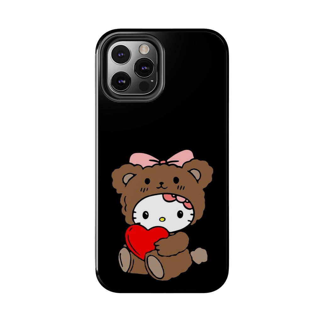 Cute Hello Kitty Bear Heart Tough Phone Case — Protective Cute Cartoon iPhone Cover