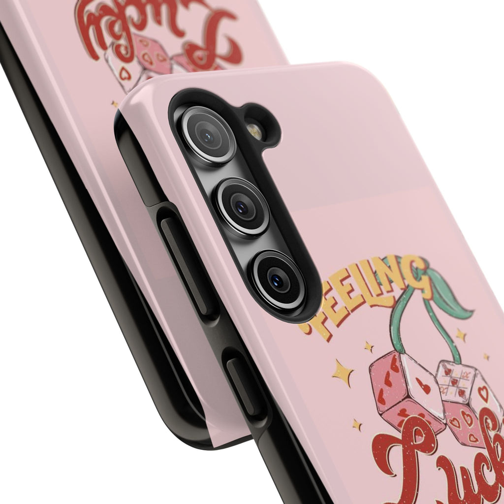 Feeling Lucky Phone Case — Pink Retro Dice Cherry Design