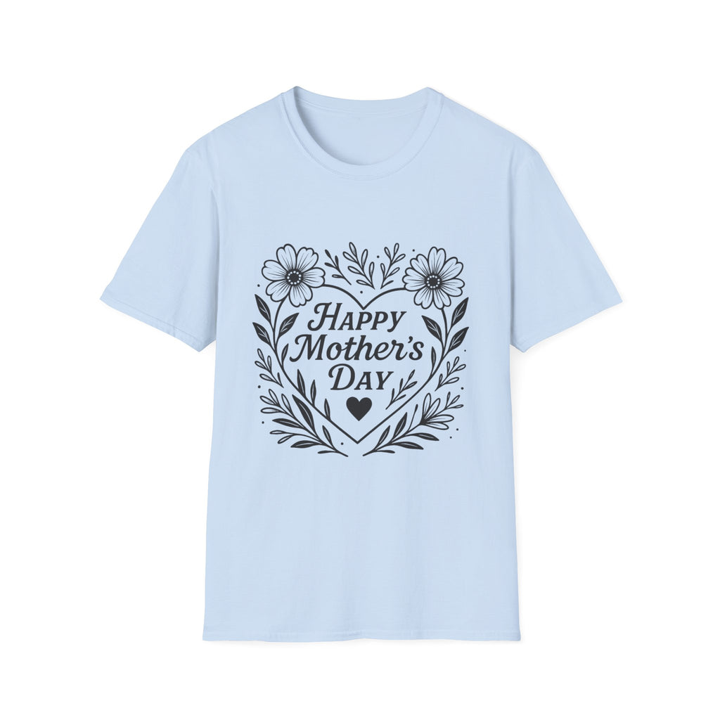 Mother's Day Floral Tee — "Happy Mother's Day" Heart Design