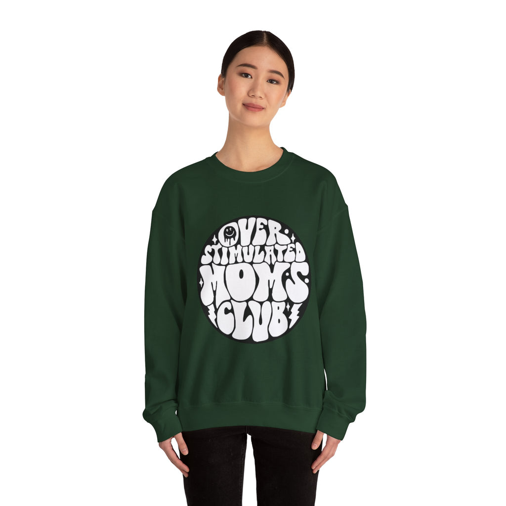 Retro 'Overstimulated Moms Club' Sweatshirt – Vintage Psychedelic Graphic Crewneck