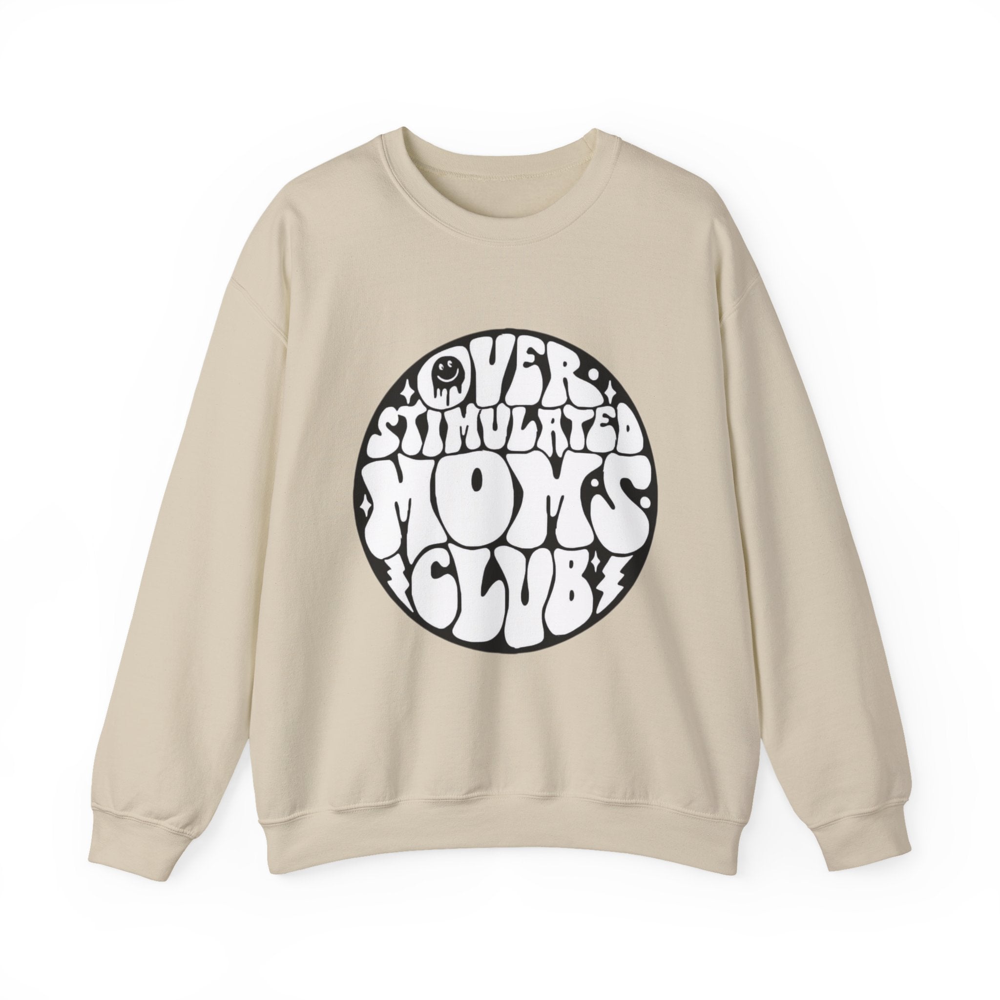 Retro 'Overstimulated Moms Club' Sweatshirt – Vintage Psychedelic Graphic Crewneck