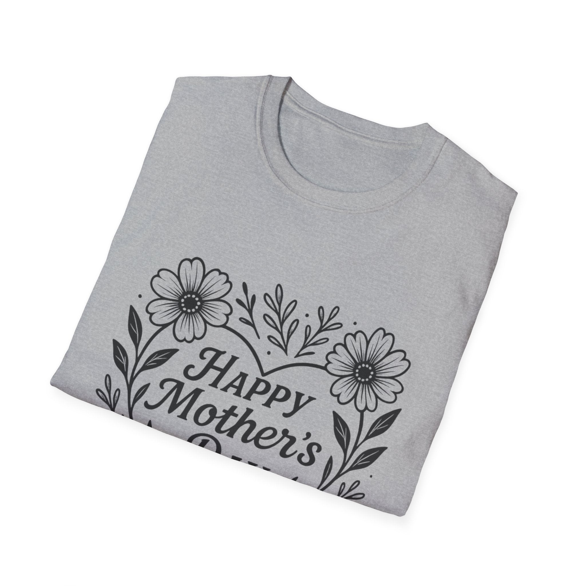 Mother's Day Floral Tee — "Happy Mother's Day" Heart Design