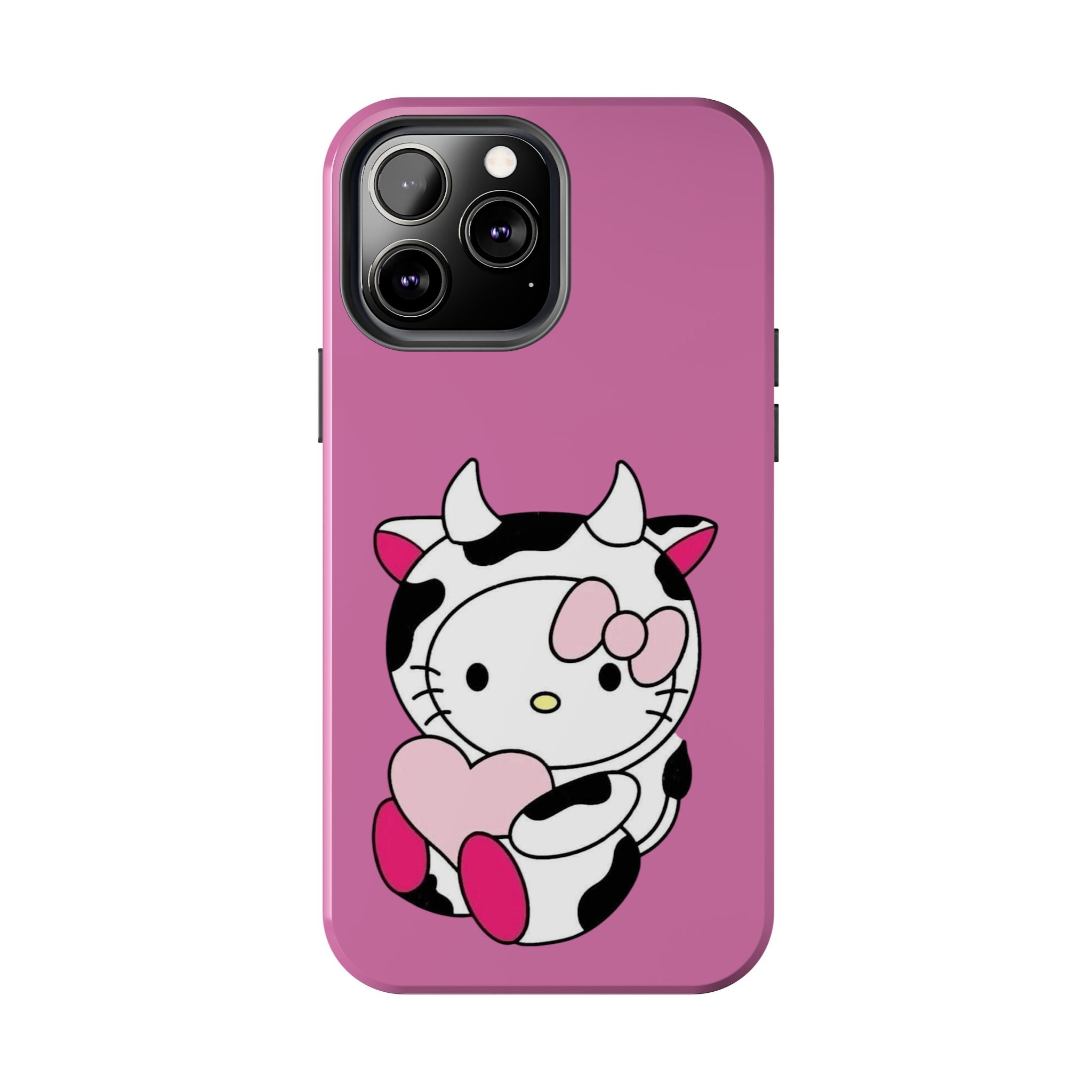 Hello Kitty Cow Cute Tough Phone Case – Pink Heart Protective Cover