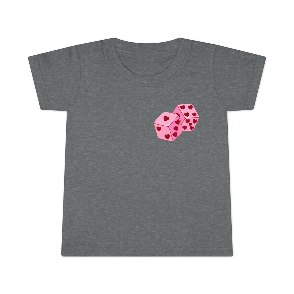 Toddler T-shirt - Pink Cupid Cherub Graphic Tee with Heart Dice (Valentine’s Day Kids Shirt)